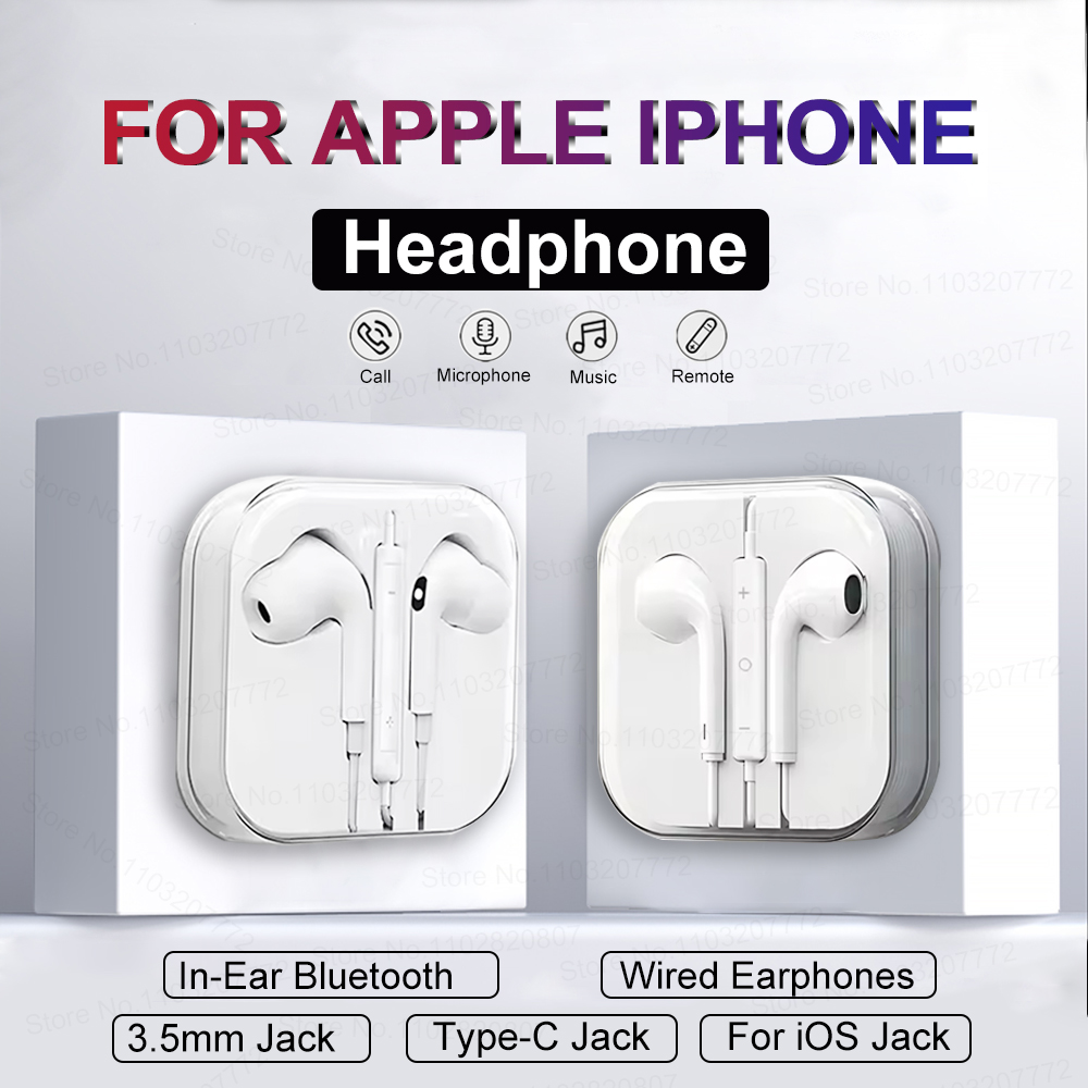 Wired Earphone Lightning - For Apple Headphones For iPhone 17
