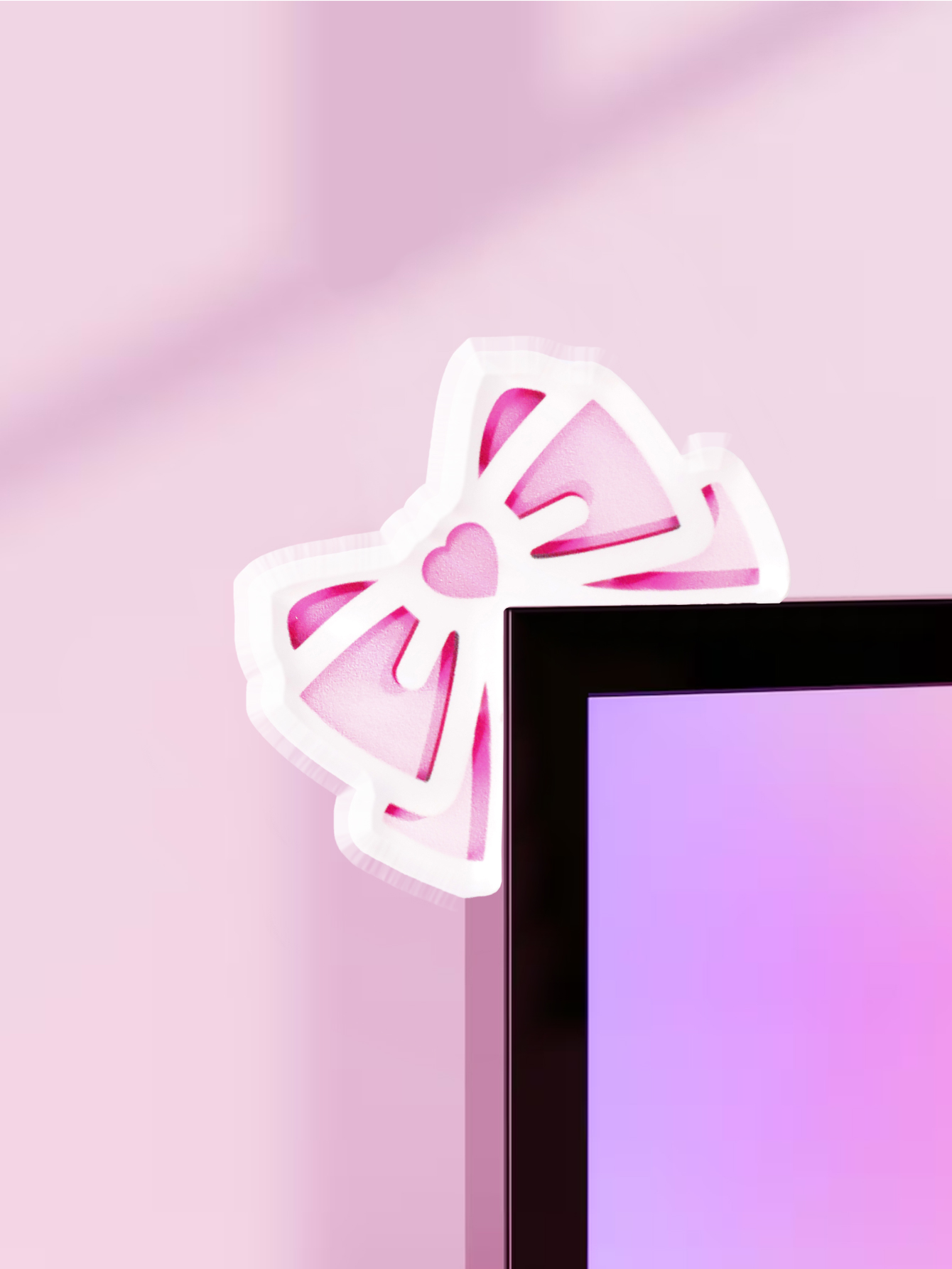 Tablet With All Accessories - Kawaii Bow Monitor Decor Pink Acrylic